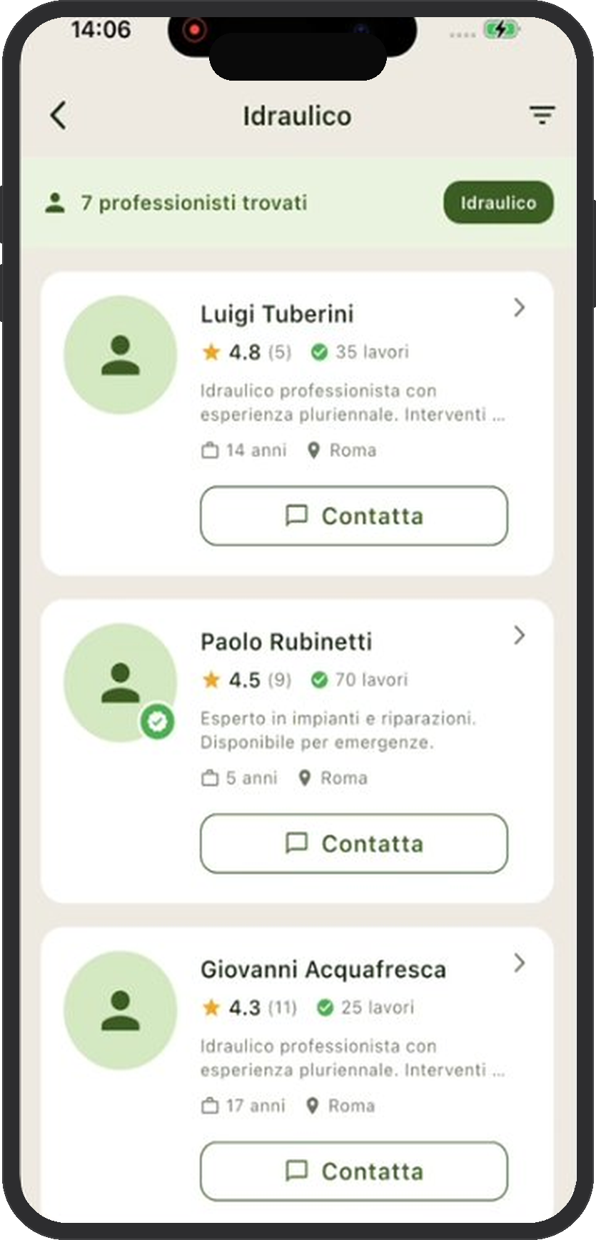 Assistenza professionista nell'app GheSemo